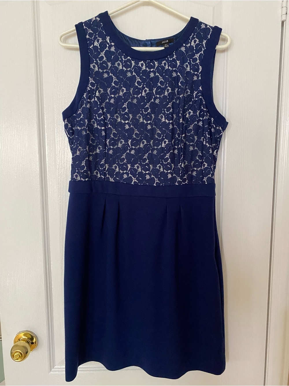 Jacob Navy Lace Bodice Midi Dress